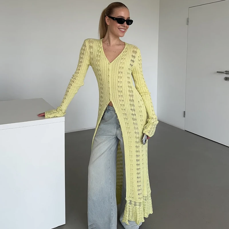 Tornova Fashion Hollow Knitted Dress For Women Flared Long Sleeve Casual Vacation Maxi Dress New Summer Buttons Dress Knitwear - AliExpress 200000345 Tornova Fashion Hollow Knitted Dress For Women Flared Long Sleeve Casual Vacation Maxi Dress New Summer Buttons Dress Knitwear - AliExpress 200000345