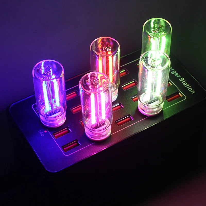 Car Mini USB Plug LED Night Light Touch Control Dimmable Ambient Lights Decorative Atmosphere Lamps for Car Interior Lighting