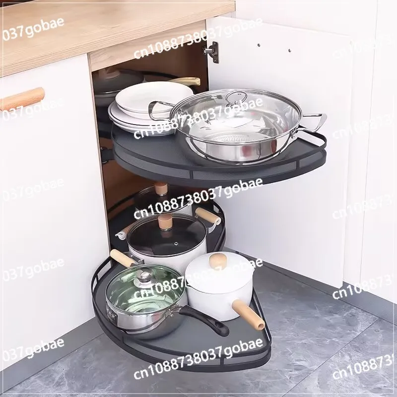 Cabinet Corner Pull Basket Kitchen Multi-functional Storage Rack Rotating Seasoning Basket