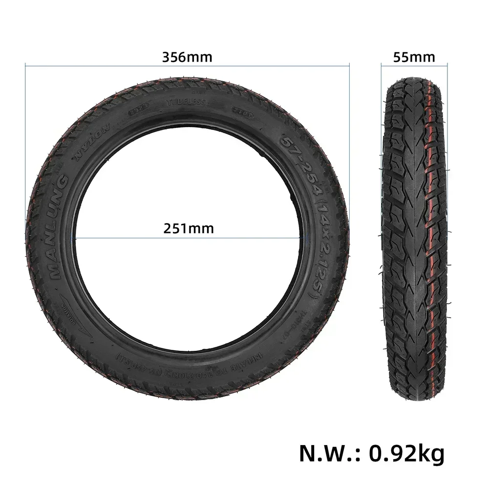 14Inch Electric Bicycle Tyre 14x2.125 E-bike Tubeless Tire Wearproof Replacement For Electric Bike Rubber Tyres Cycling Parts