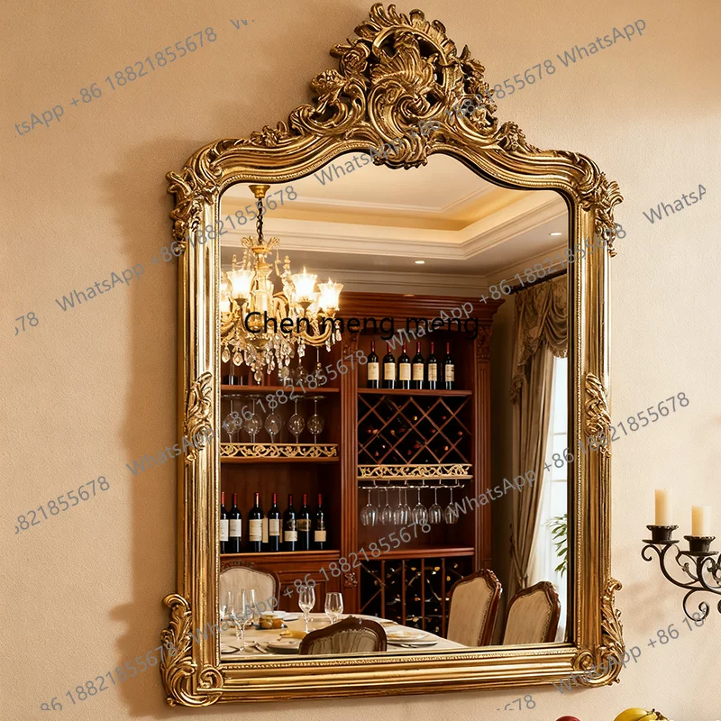 

French retro vanity mirror wall-mounted fireplace French carved decorative mirror bathroom vanity mirror
