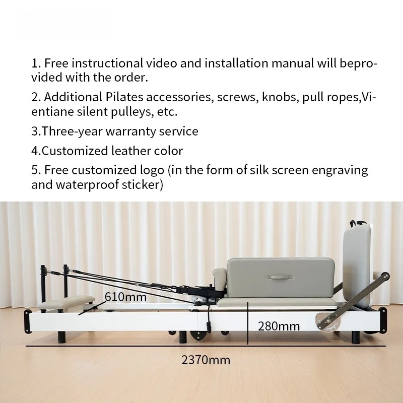 Expandable Legs Folding Bed Home Pilates Machine Beech Wood Pilates Studio