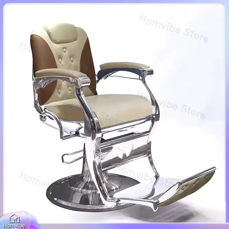 for Light Luxury Retro Oil Head Large Chair High End Hair Salon Reclining Shaving Hair Cutting Seat Barber Shop Furniture