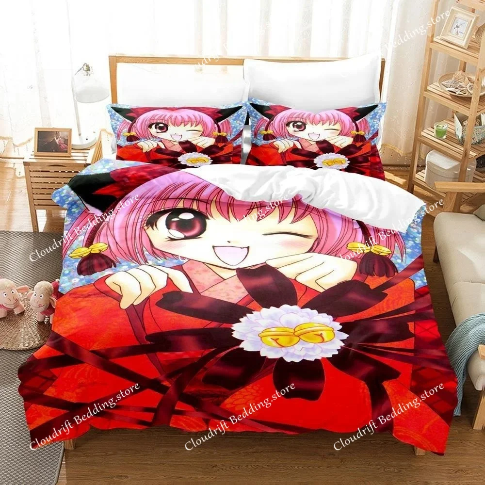 3D Print Anime Kawaii Girls Tokyo Mew Mew Bedding Set Single Twin Full Queen King Size Bed Set Adult Kid Bedroom Duvetcover Sets