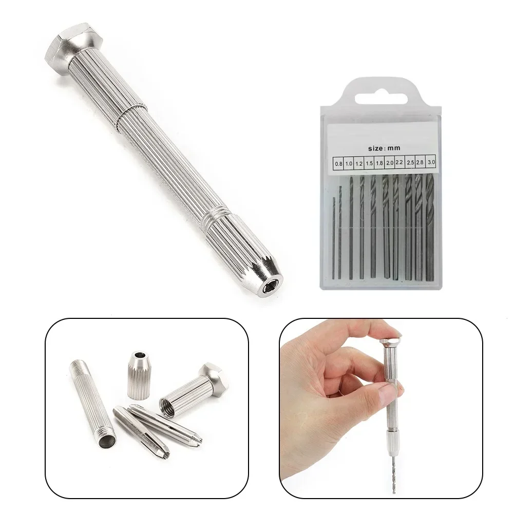 Jewelry Craft Hand Pin Hole Drill Rotary Jewelers Burs Drilling Chuck Clamp 0.8-3.0mm Mini Precise Hand Twist Drill