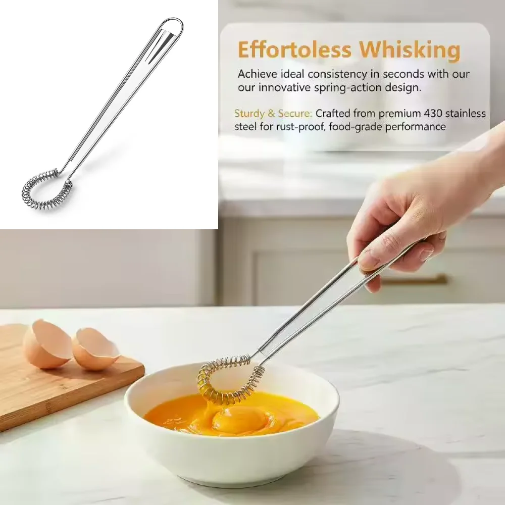 Stainless Steel Egg Beater Manual Spring Mixer for Honey Cream Baking Froth Kitchen Cooking Tool Egg Whisk