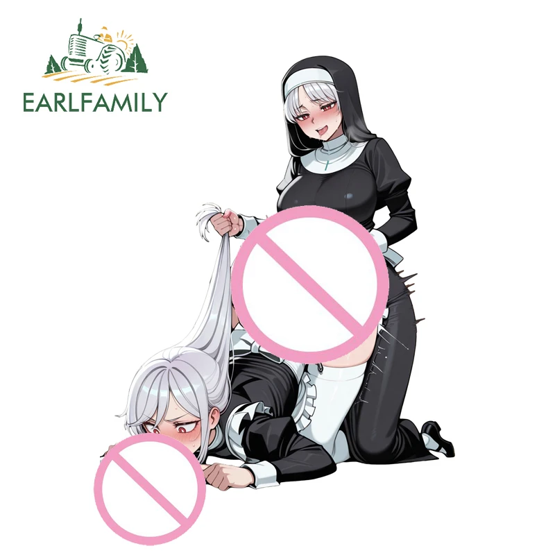 

EARLFAMILY Futanari Nun Sexy Pose Car Stickers Hentai Anime NSFW Vinyl JDM Decal Surfboard Windows Scratch-Proof Decoration