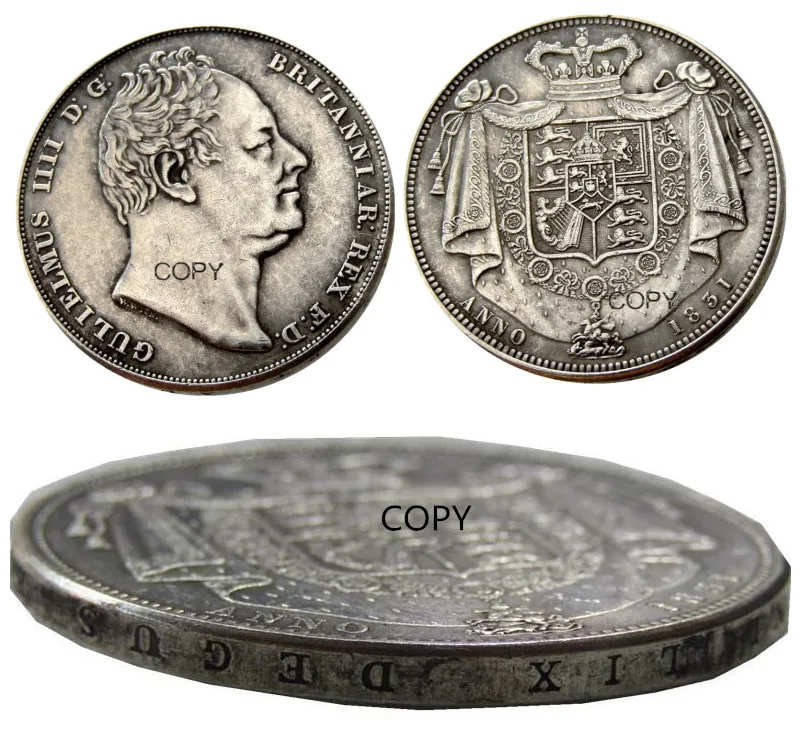 UF(29)Great Britain William IV Proof Crown 1831 Silver Plated Letter Edge Copy Coin