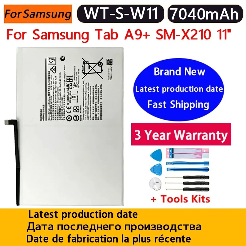 Brand New WT-S-W11 7040mAh Replacement Battery For Samsung Galaxy Tab A9+ /Tab 11 SM-X210 Tablet Batteries+tools Fast Shipping