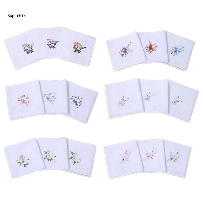 12pcs Women Men Handkerchiefs Colorful Flower Decoration Handkerchiefs for Weddings and Parties J78E