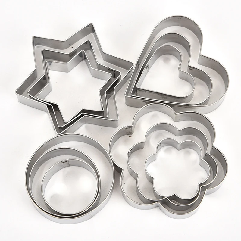 12/6/5/4 Pcs DIY Baking Tool Stainless Steel Cake Mold Set Christmas Biscuit Mold Three-dimensional Cookie Mold