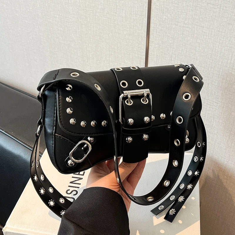 

High Quality Women PU Leather Shoulder Bag Fashion Ladies Rivet Handbags Crossbody Bags for Women Casual Female Messenger Bag