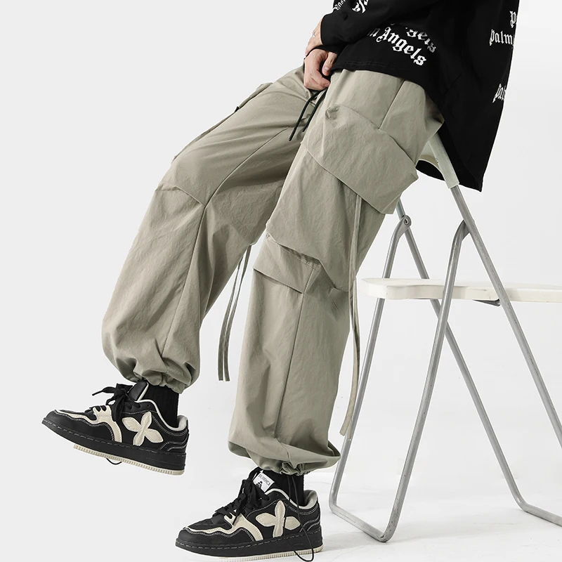 Japanese Fashion Men Camping Baggy Pants Military Casual Big Pockets Designer Jogger Sweatpants Mens Cargo Wide Leg Trousers 5XL