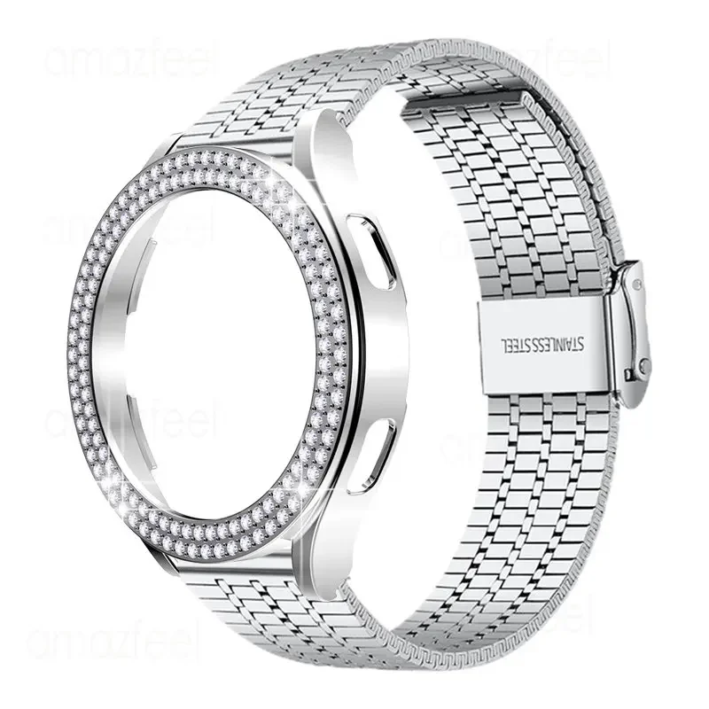 Coque de protection en diamant pour Samsung Galaxy Watch 6, bracelet, cadre de protection, 40mm, 44mm, 5/4mm