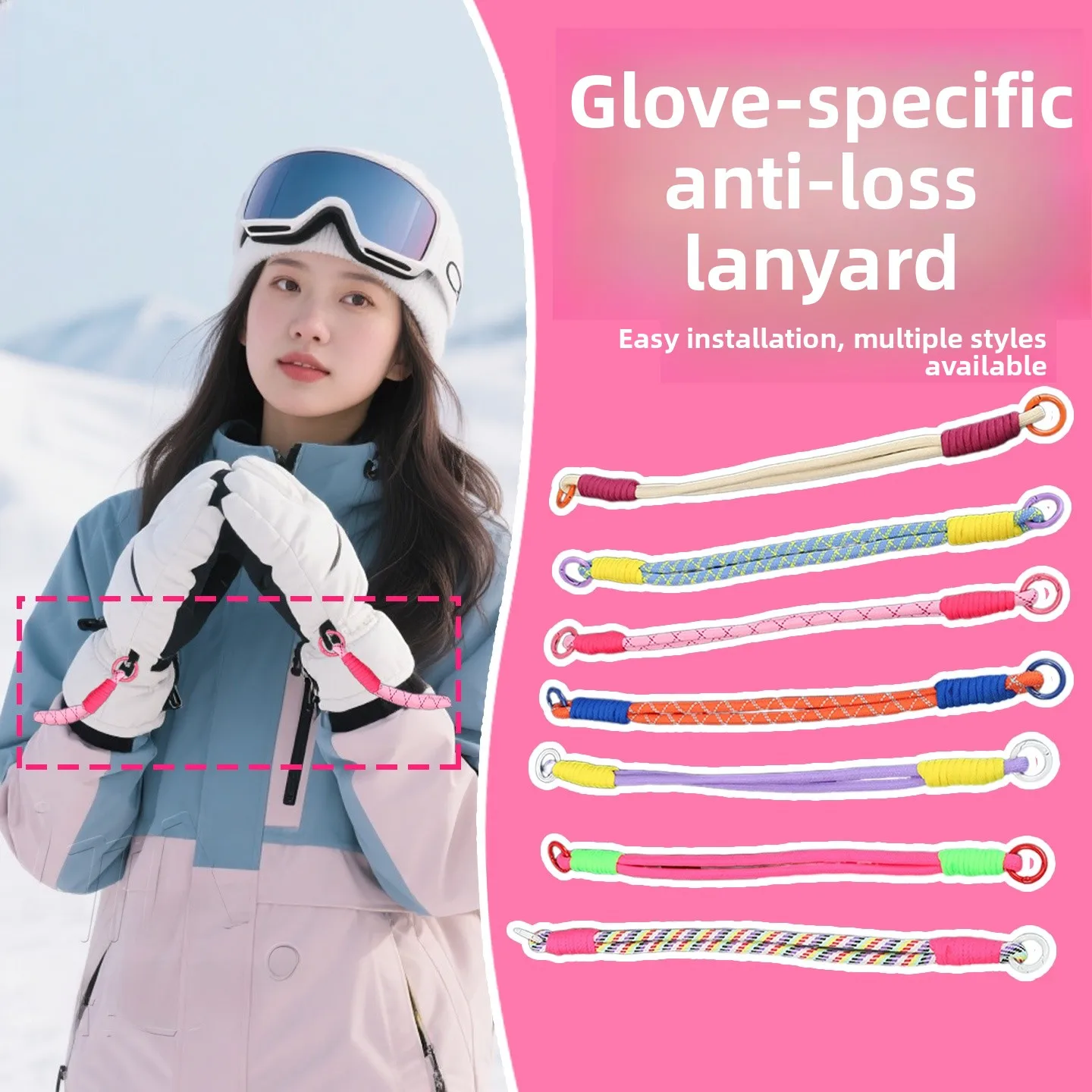 

Черные лыжные перчатки с защитой от потери, регулируемым эластичным ремешком на запястье, съемным удобным ремешком для рук, веревкой для подвешивания для сноуборда/лыж