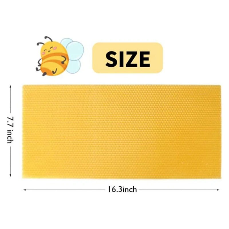 30Pcs Beeswax Sheets, Natural Wax Foundation For Bee Frames, Bee Foundation Sheets For Candle Making (16.34 X 7.68Inch)