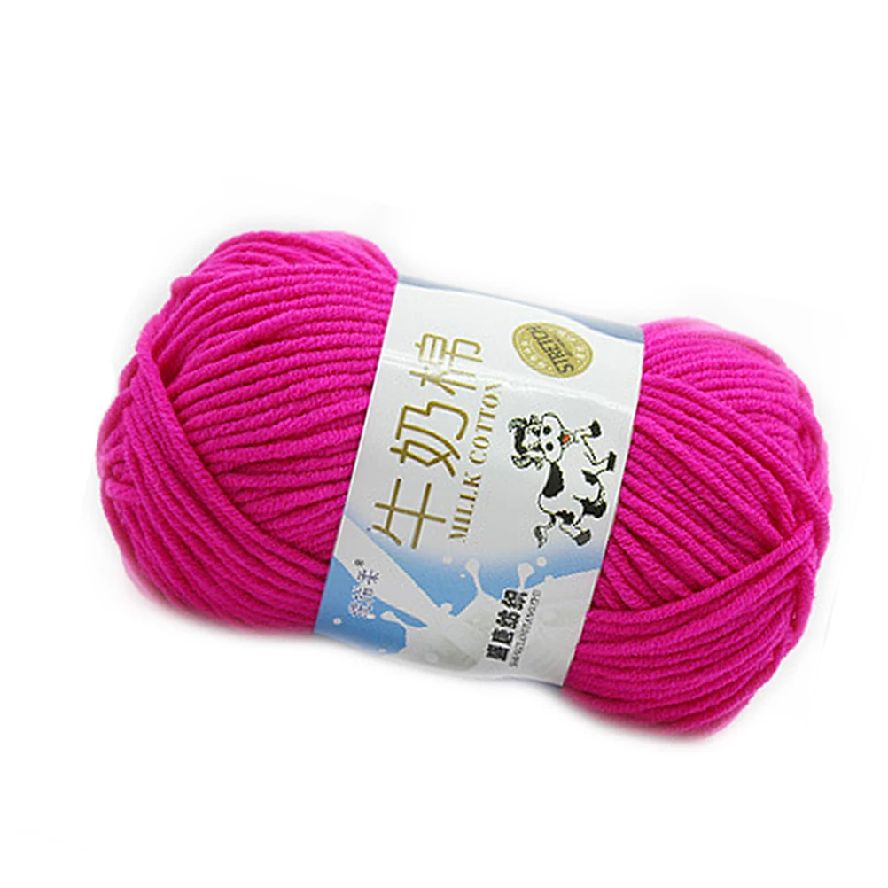 

50G Milk Cotton Yarn Soft Warm Knitting Crochet Yarn for Sweaters Hats Scarves Shawls DIY Craft Gift Rose Pink