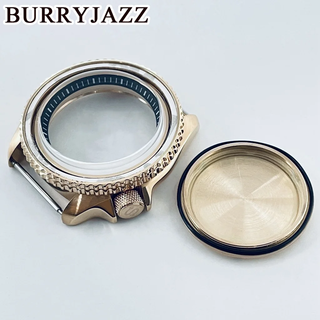 BURRYJAZZ 42 มม.NH34 NH35 NH36 NH38 NH70 NH72 นาฬิกา Rose Gold Case สแตนเลสสตีลอลูมิเนียมเซรามิค BEZEL