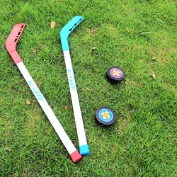 Juego de plástico callejero para niños, Mini 2 palos de hockey, 2 deportes de disco, entrenamiento de hockey sobre hielo, juguetes para jóvenes, regalo para interiores y exteriores