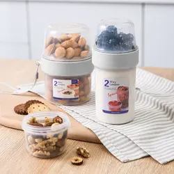Portable Multi-purpose Sealed Container Storage Jars Double-layer Food Container Plastic Fresh-keeping Box Lunch Cup