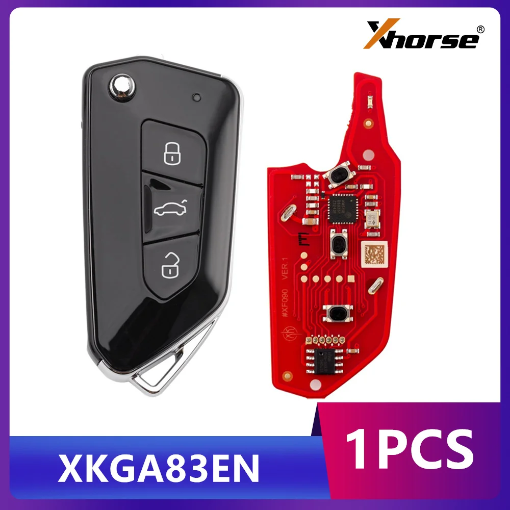 

1PCS Xhorse GA08 Style 3 Buttons XKGA83EN 2nd Generation Wire Remote Key All Black Update Version of XKGA81EN