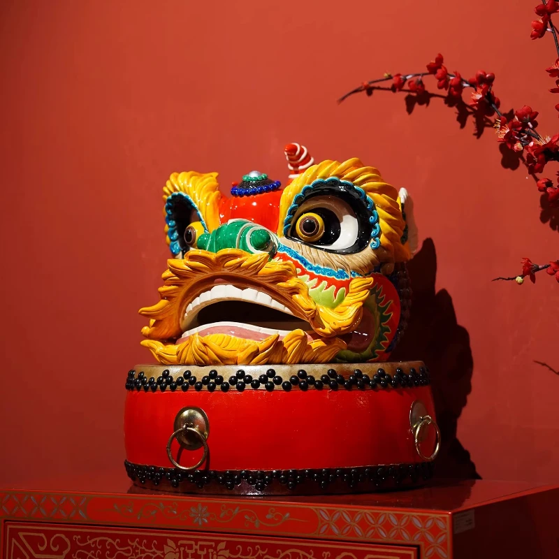 Großer Löwenkopf, handgefertigte Keramik-Wohnzimmertischdekoration, Eingangsdekoration