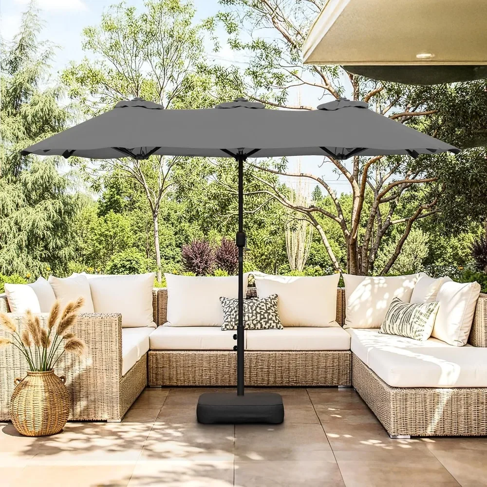 

13FT Large Patio Umbrellas, with Base Included, Outdoor Double sided Pool Umbrellas with Crank Handle, Large Rectangle