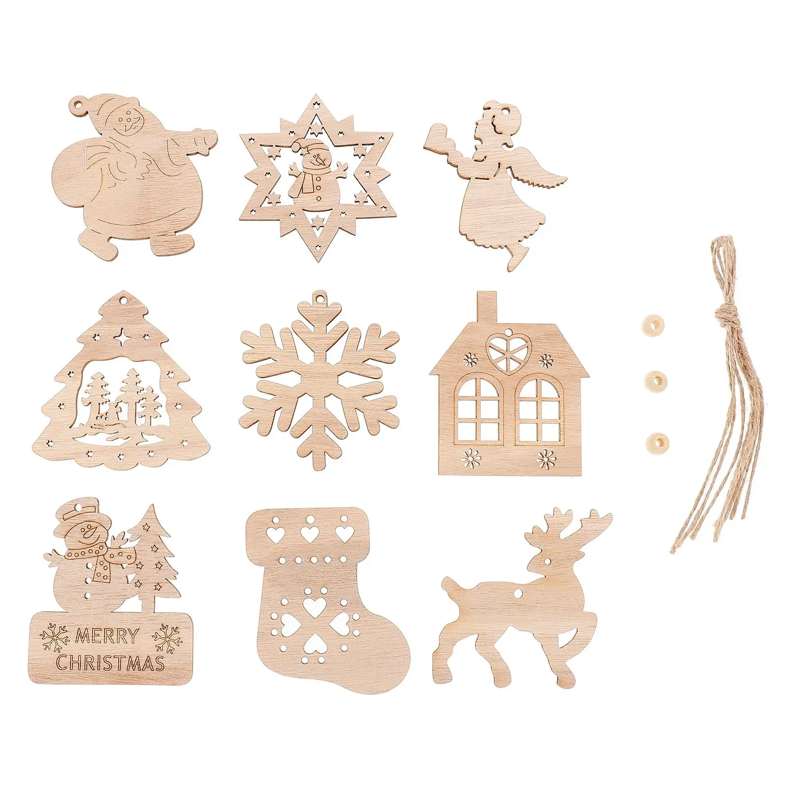 

DIY Painting Xmas Wooden naments Craft Supplies Unpainted Slices Mini Tree Pendants Lightweight Unfinished Cutouts Christmas
