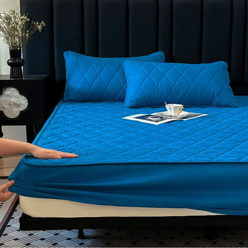 

Твердая водонепроницаемая стеганая простыня, толстый защитный чехол для матраса с глубокими карманами, четырехсезонная простыня с резинкой