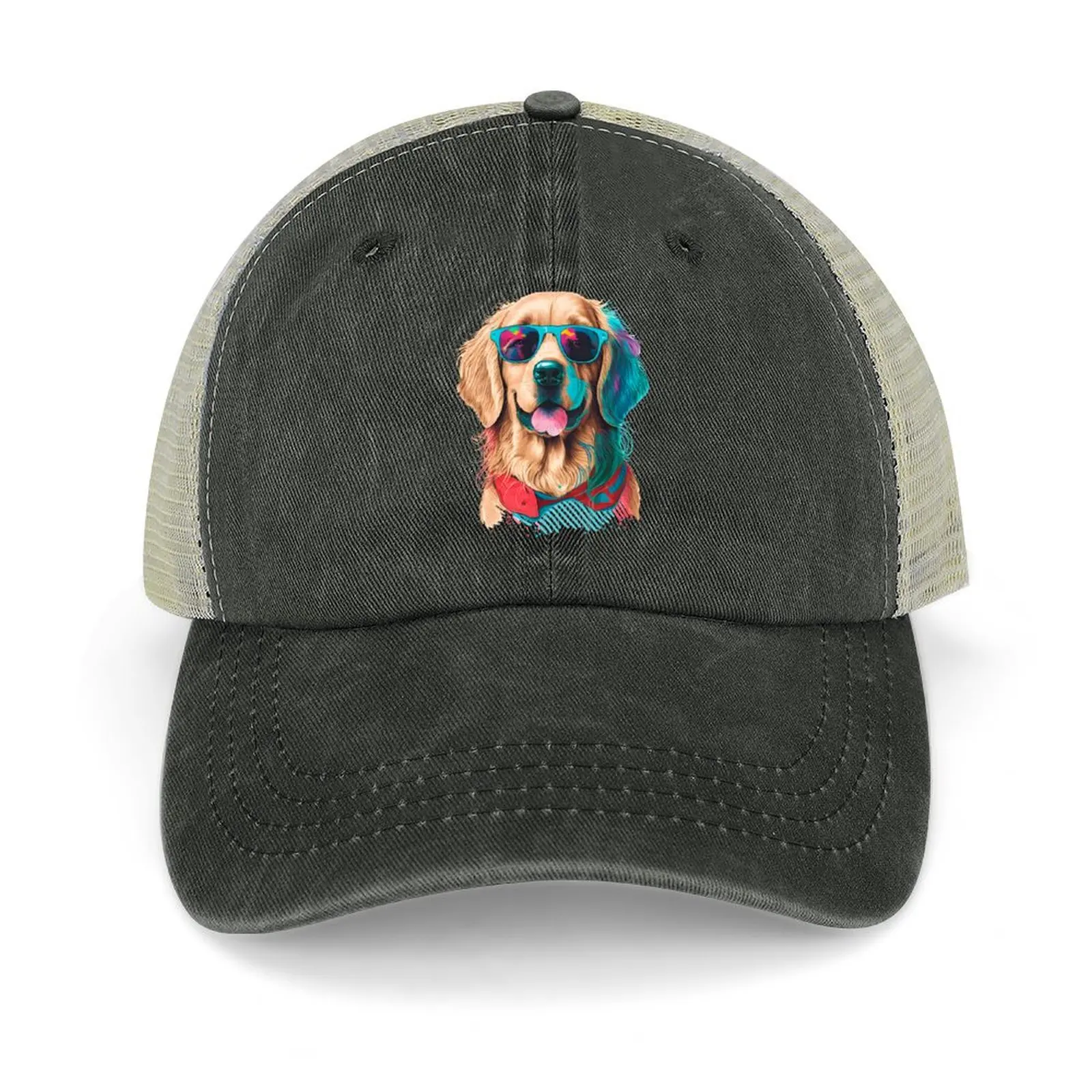 

Golden Retriever Wearing 80"s Sunglasses Baseball Cap Designer Hat Snap Back Hat golf hat genuine For Women Men's