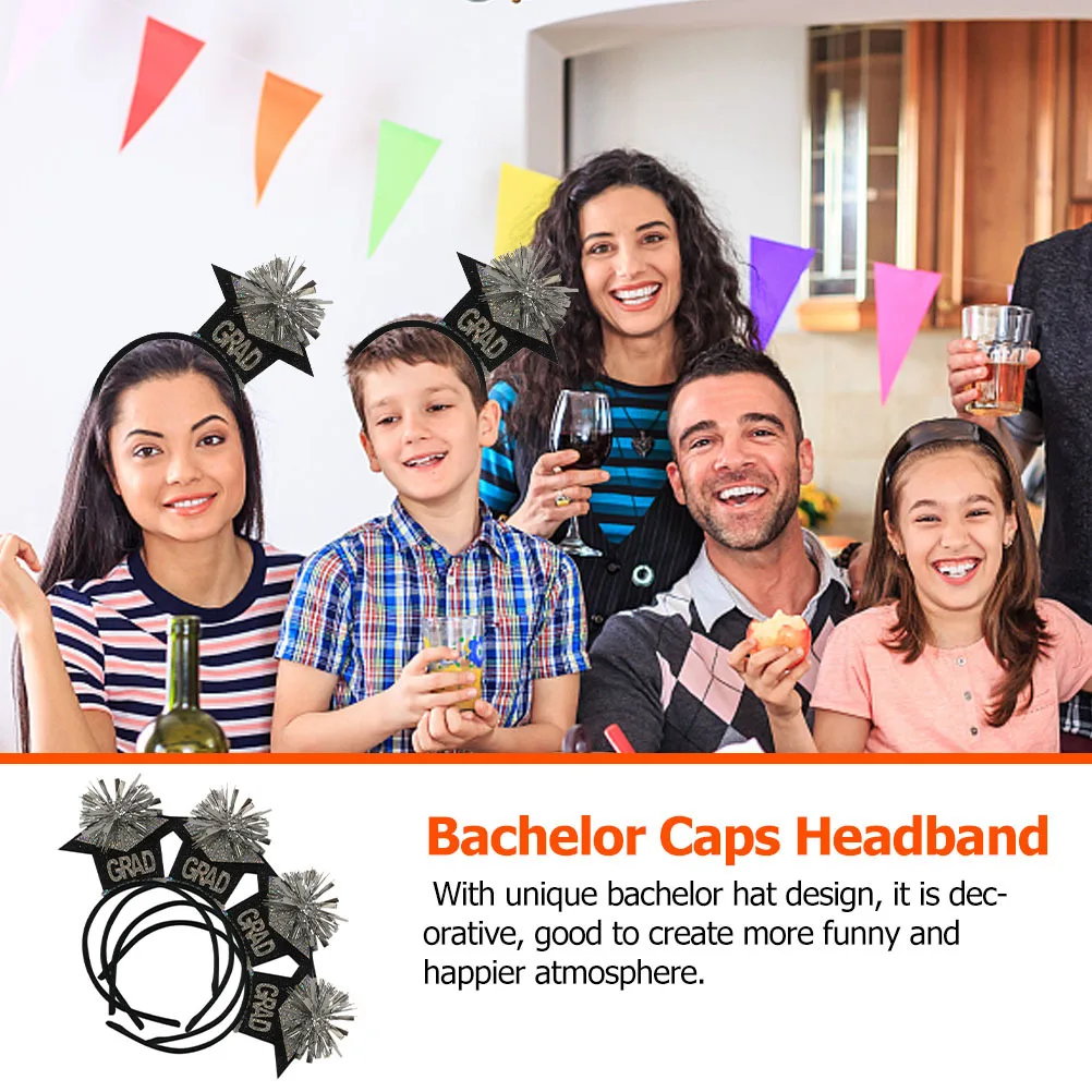 

4pcs Mini Graduation Hat Hair Accessories Felt Headband For Grad Party Festival Wear Cosplay Supplies Decorative Hairband