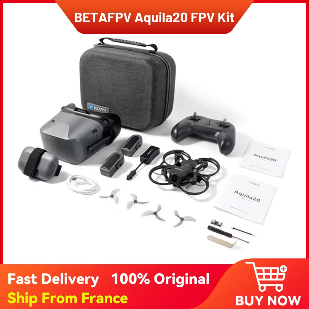 BETAFPV Aquila20 FPV-Kit: LiteRadio 4 SE Funksender, komfortable VR04 FPV-Brille und eine beeindruckende 10-Minuten-Flugzeit für diesen RC FPV Quadcopter.
