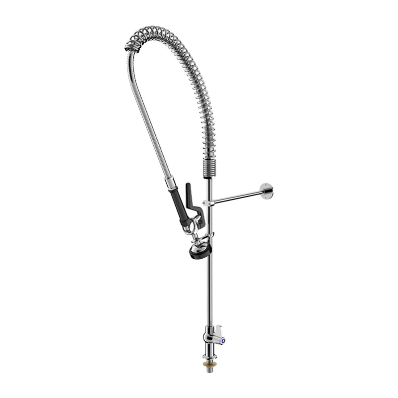 Professional Single Temperature Kitchen Faucet with Pre Rinse Sprayer, Deck Mounted Commercial Sink Unit for Restaurant & Home