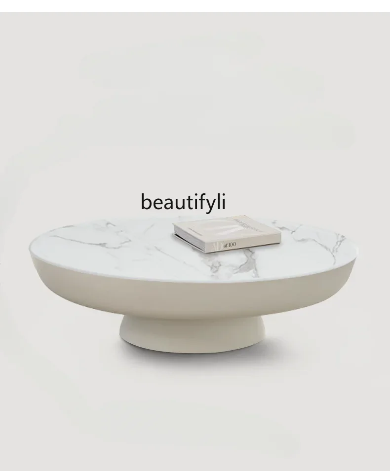 

0Nordic Stone Plate Coffee Table Japanese Style Silent Style Large Apartment Italian Modern round Tea Table
