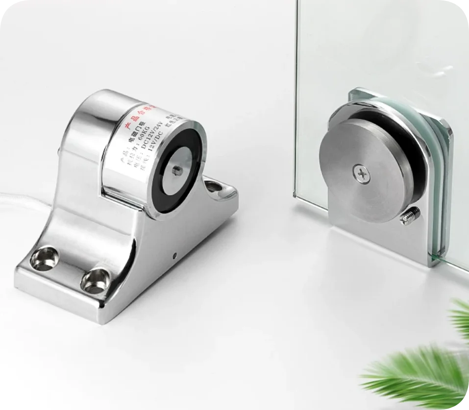 12V/24V 60kg Holding Force Glass Electromagnetic Door Holder Wall or Floor Mount Door Suction For Fire Smoke Emergency Door Use