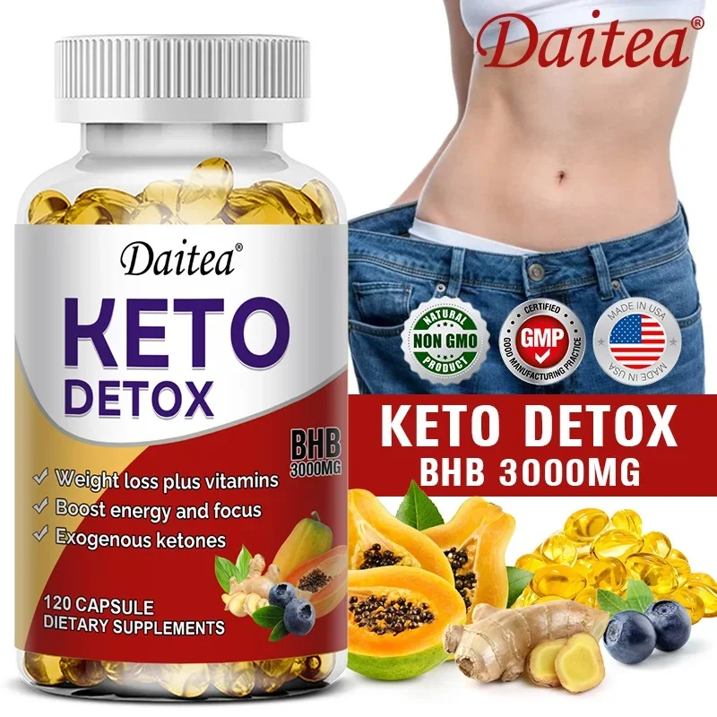 

Органические капсулы Daitea Ketone поддерживают чистоту, уход за весом и фокусом — без ГМО, 120 капсул