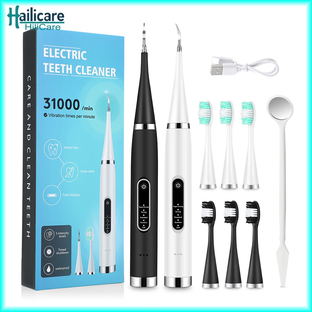 

Electric Teeth Whitening Dental Calculus Scaler Waterproof Plaque Coffee Stain Tartar Removal High Frequency Sonic Toothbrush