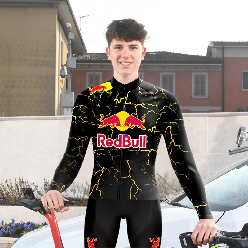 

Red Bull Long Sleeve Cycling Set Men Men's Clothing Clothes Jersey Man 2025 Uniform T-shirt Skinsuit Jumper Wear Summer Bicycles