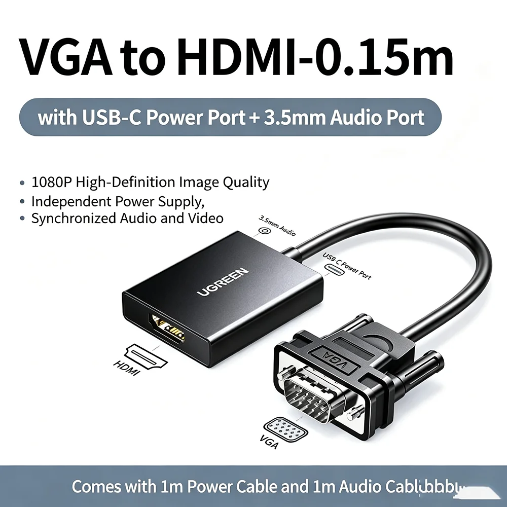 Adapter UGREEN VGA męski na HD – Hdmi Vga Adapter recenzja i cena