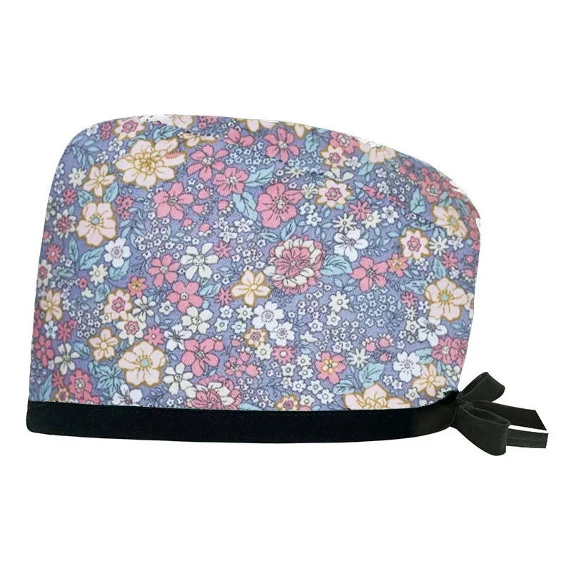 Gorra de algodón con estampado de dibujos animados para hombre y mujer, gorro quirúrgico ajustable para salón de belleza, enfermería, venta al por mayor