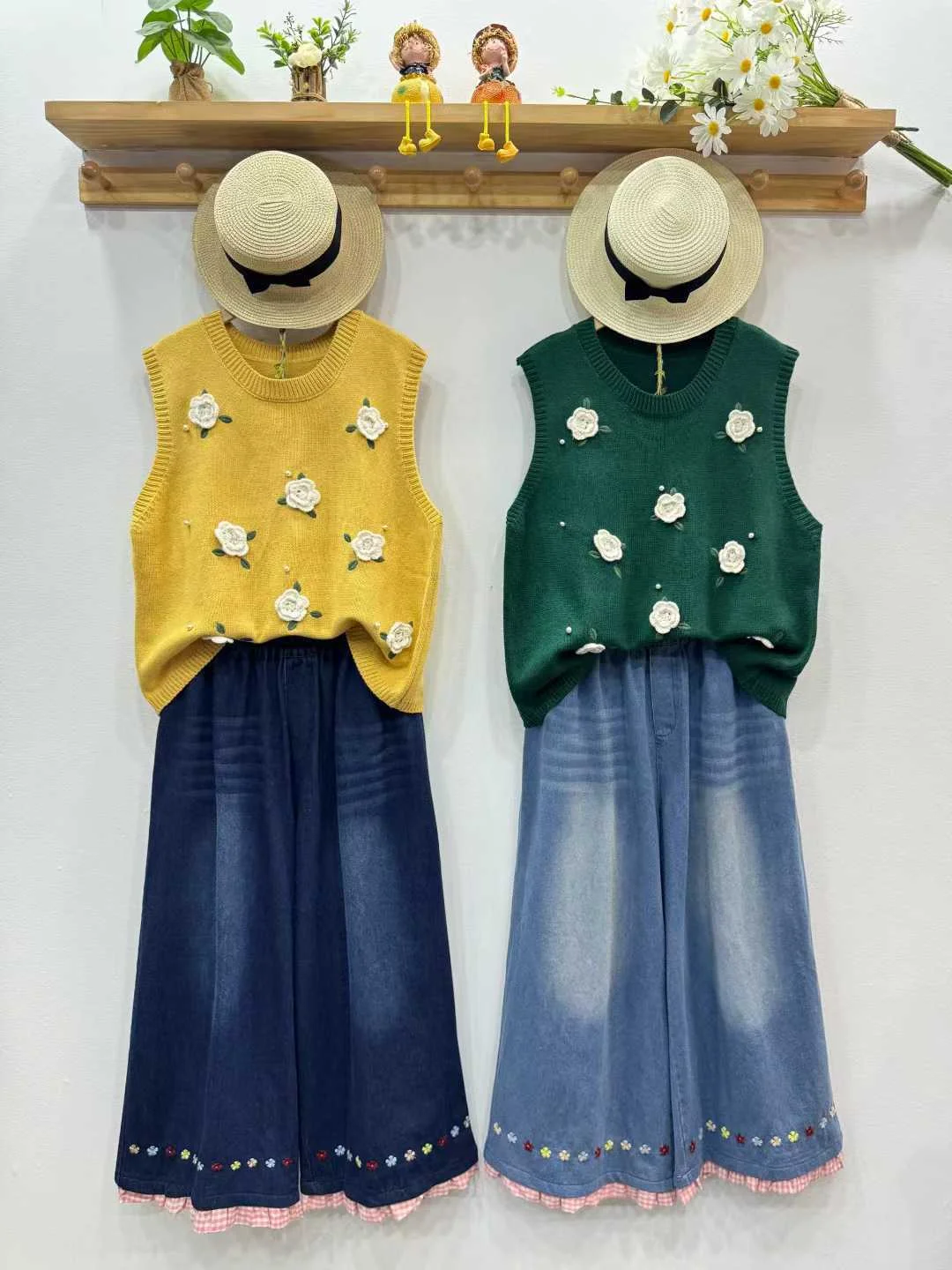 

Enianechu вязаный жилет ручной работы с вышивкой для женщин, кардиган, осень-зима, желтый, бежевый, зеленый, рождественский свитер, жилет