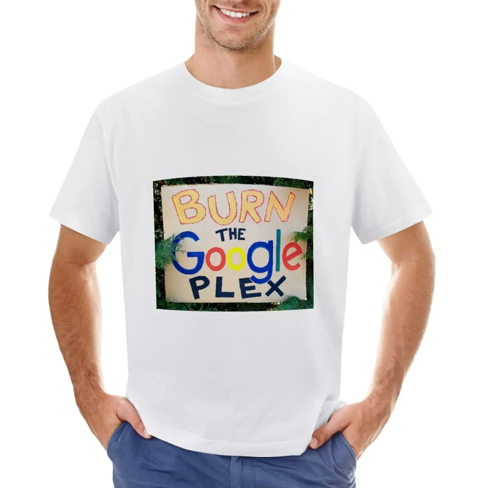 

BURN the GoOGLEPlex buy #YaWNMoWeR T-Shirt shirts graphic tees Blouse summer clothes oversizeds Men's t shirts