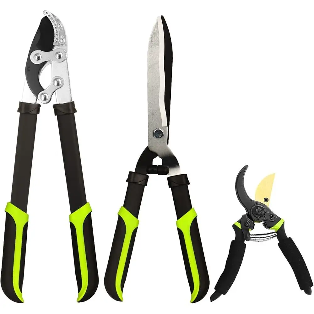 3 ชิ้น Garden Pruner ชุด Sharp Loppers Hedge Clippers กรรไกรตัดแต่งกิ่ง Compound Action Tree Trimmer สาขาเครื่องตัด Yard เครื่องมือ