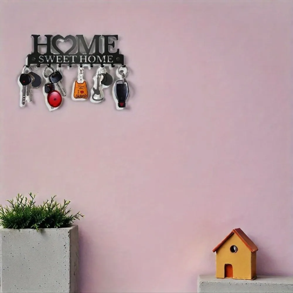 UrbanHanger Llavero de metal negro - Escultura de pared con clavijas, elegante organizador de entrada, mantiene llaves de abrigos, regalo de Halloween