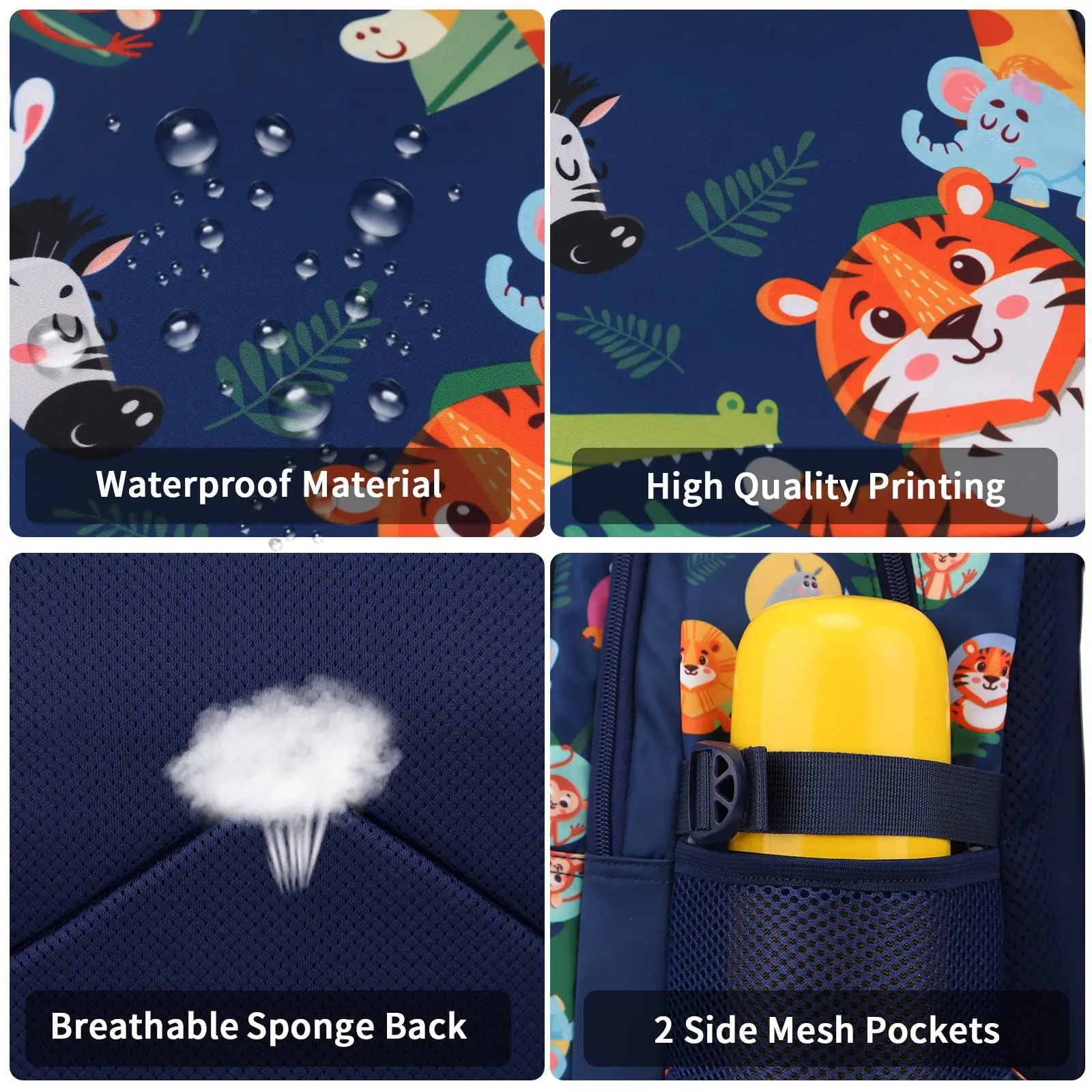 Lightweight Waterproof Cartoon School Backpack for Kids Breathable Anti-Pressure Bookbag for Boys Girls