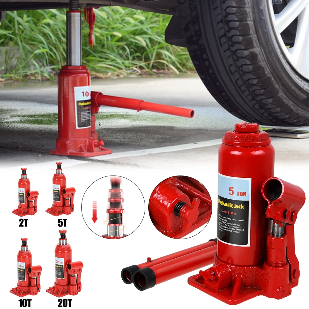 2/5/10/20T Hydraulic Bottle Jack Car Hydraulic Jack Welded Hydraulic Car Bottle Jack for Car Pickup Truck RV Repair Tools