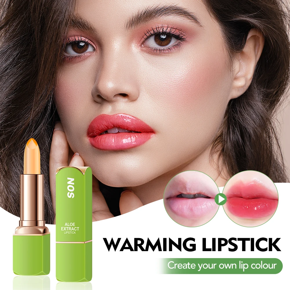 Aloe Vera Temperature Color Changing Lip Balm Moisturizing Color Changing Lipstick Hydrating Nourishing Non Sticky Daily Makeup