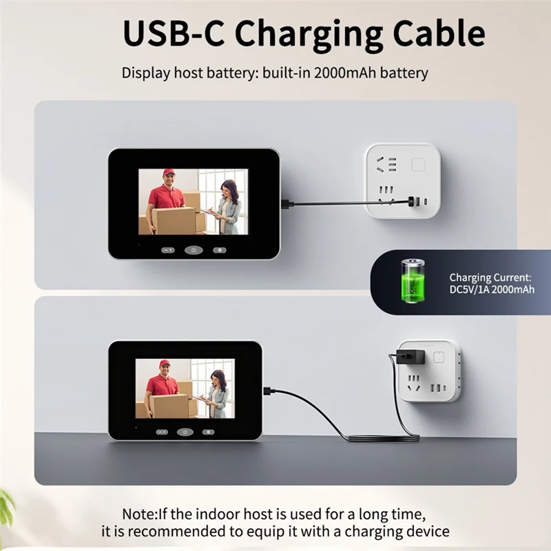 

ABGE-Waterproof Video Door Viewer Wireless Intercom Doorbell Smart Home Security IR Night Vision Door Camera No Need Network