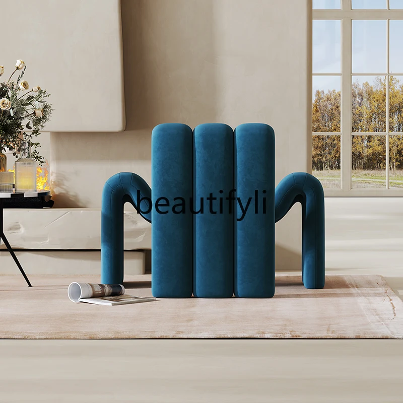 Blue flannel fashion light luxury leisure chair living room sofa chair modern simple single spider chair