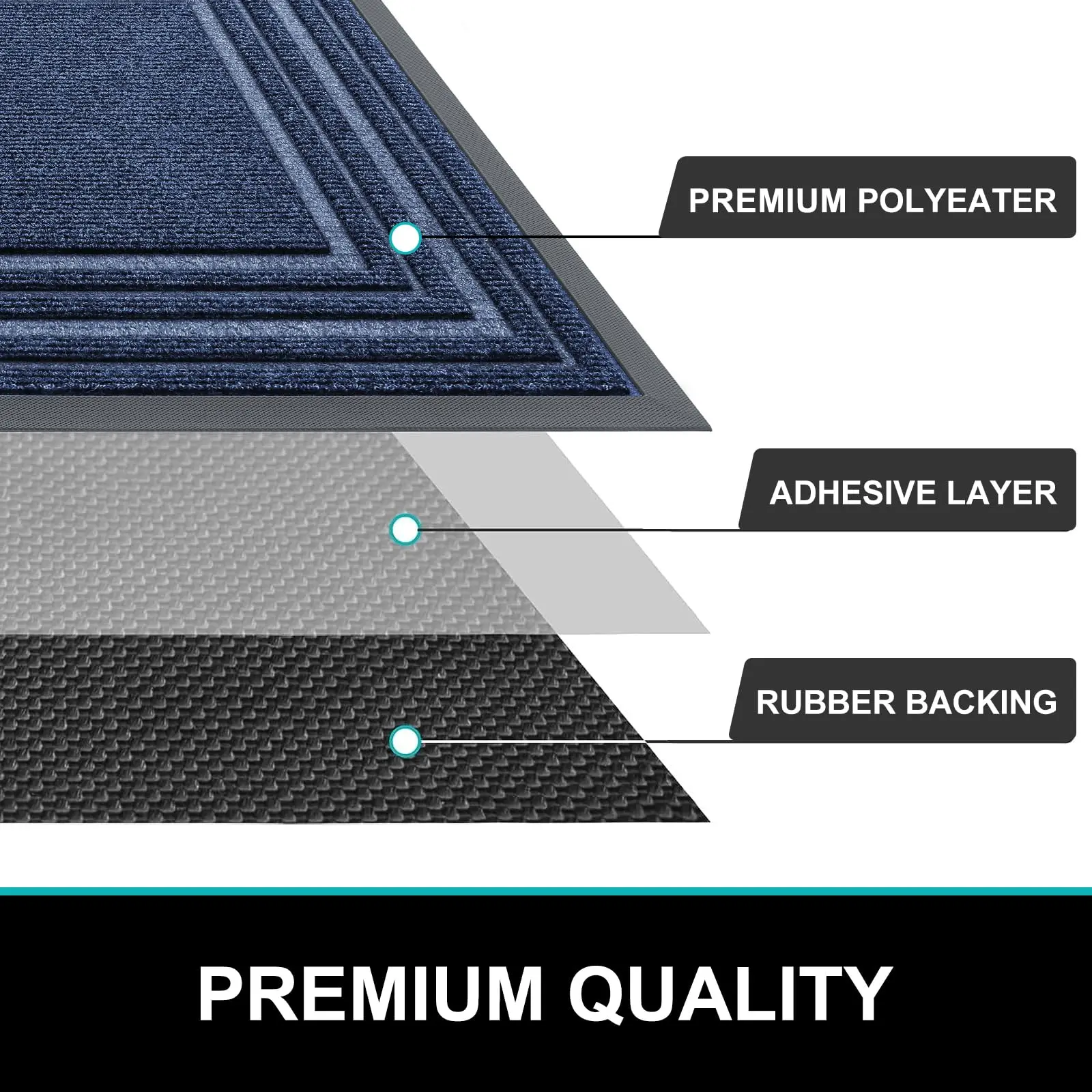 Olanly tapete de porta de chão, tapetes de borracha natural resistentes, fácil limpeza, interior e exterior, antiderrapante, capachos de entrada de baixo perfil